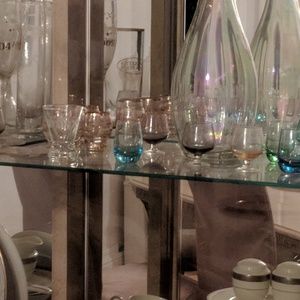 1900s vintage glasses crystal and colored shot gla